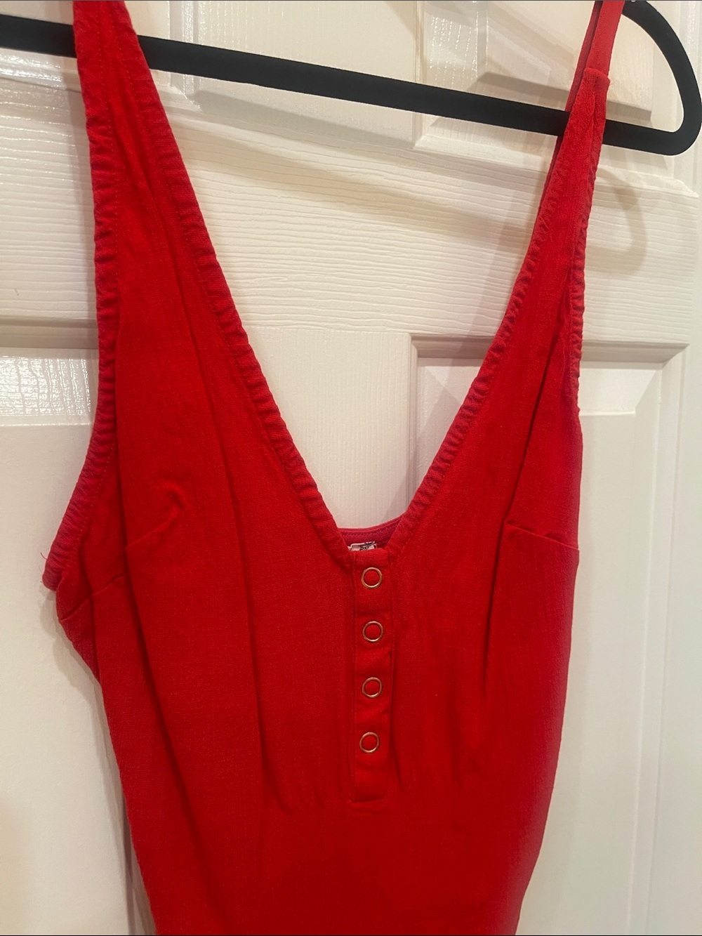 Free People- Red Scoop Neck One-Piece Bodysuit S:L - Picture 2 of 5